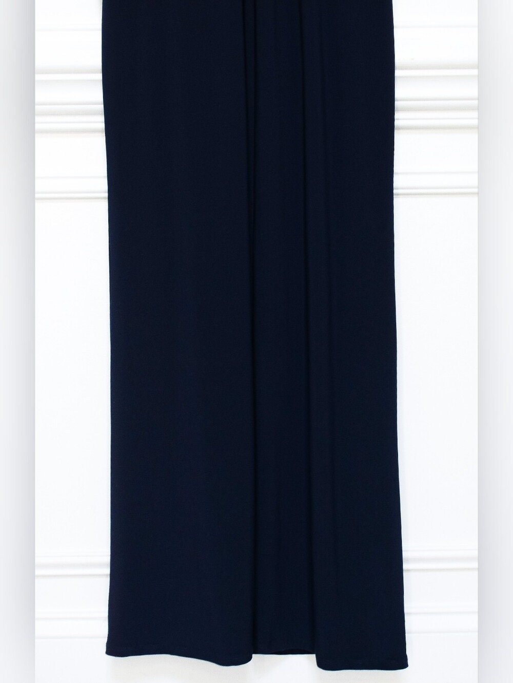 Lauren Ralph Lauren Navy Blue Ruched Evening Gown Ruffle Trim Side Slit Size 6 - Picture 11 of 14